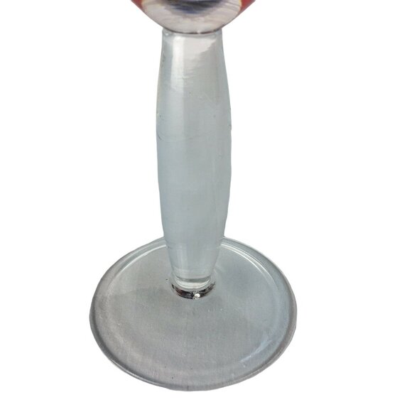 Clear Stemmed Glass Goblets Red Stripes 16 oz Oversized Lot 2 Large Barware u - Picture 4 of 5